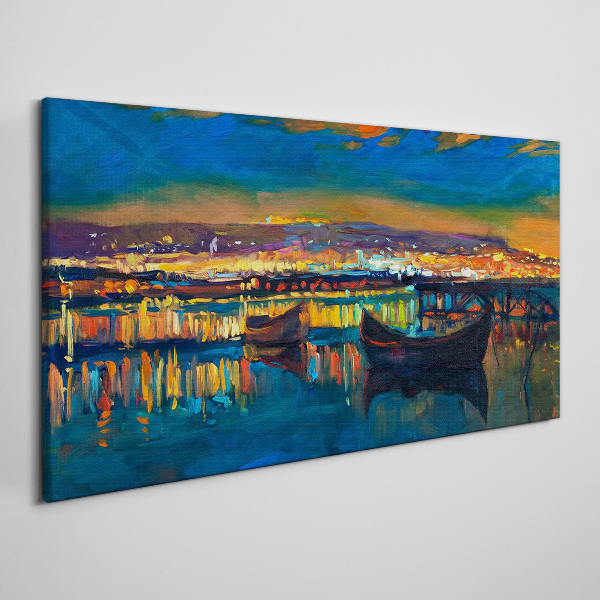 The bay in the glow of sunset Print on canvas