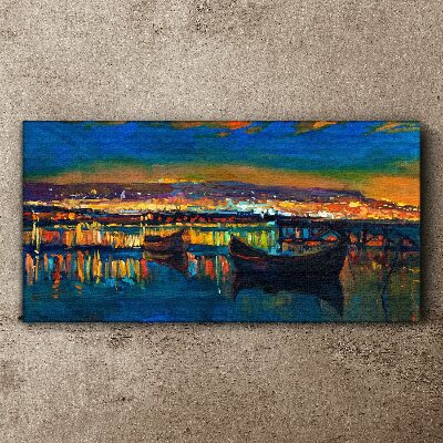 The bay in the glow of sunset Print on canvas
