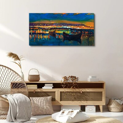 The bay in the glow of sunset Print on canvas