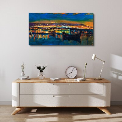 The bay in the glow of sunset Print on canvas