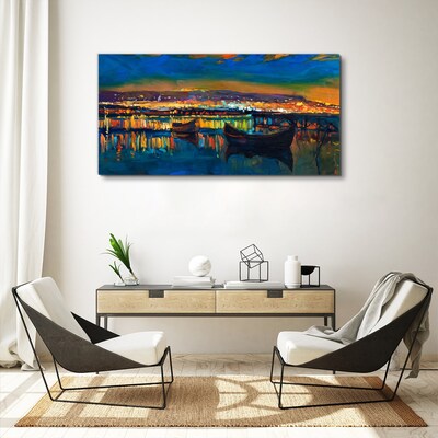 The bay in the glow of sunset Print on canvas