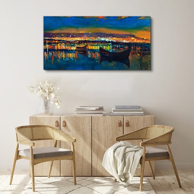 The bay in the glow of sunset Print on canvas