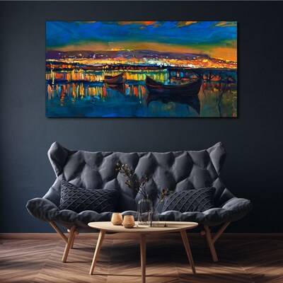 The bay in the glow of sunset Print on canvas