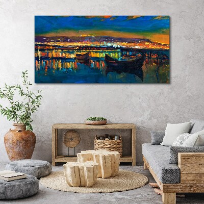 The bay in the glow of sunset Print on canvas