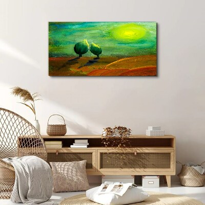 Green trees in the sunlight Print on canvas