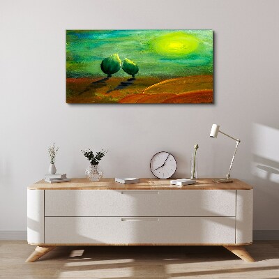 Green trees in the sunlight Print on canvas