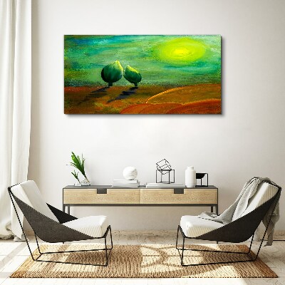 Green trees in the sunlight Print on canvas