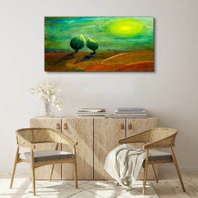 Green trees in the sunlight Print on canvas