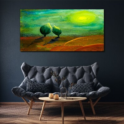Green trees in the sunlight Print on canvas