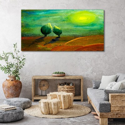 Green trees in the sunlight Print on canvas