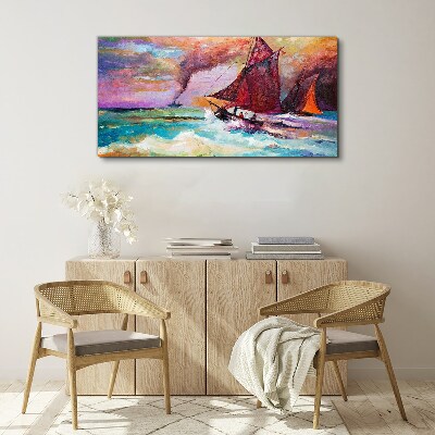 Abstraction sea waves of ships Canvas Wall art