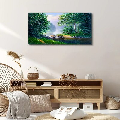 A peaceful landscape by the river Canvas wall art