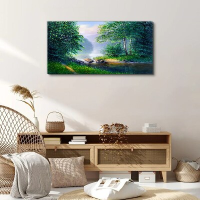 Forest River Landscape Canvas Wall Art, Landscape Canvas Wall Art Uk