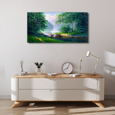 A peaceful landscape by the river Canvas wall art