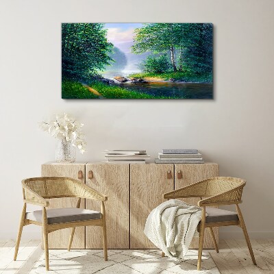 A peaceful landscape by the river Canvas wall art