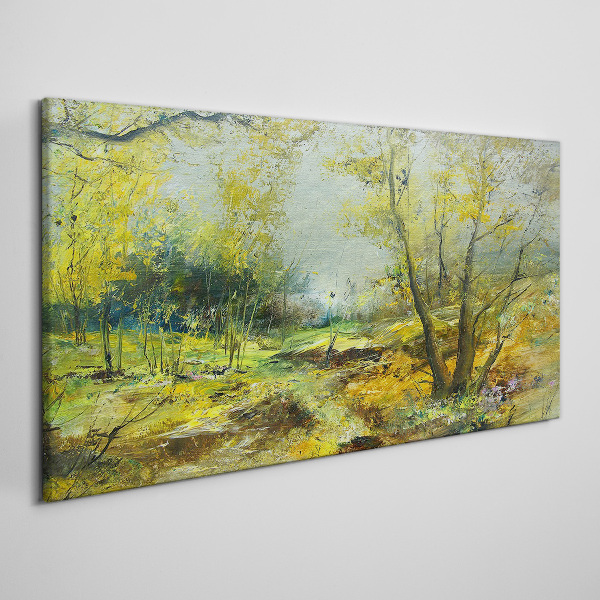 Spring landscape with trees Canvas wall art