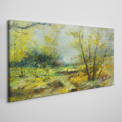 Spring landscape with trees Canvas wall art