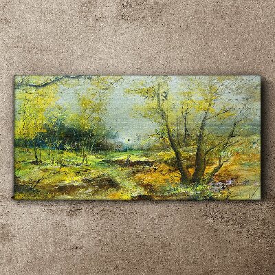 Spring landscape with trees Canvas wall art