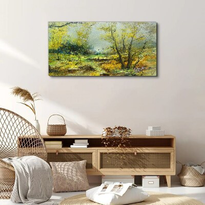 Spring landscape with trees Canvas wall art