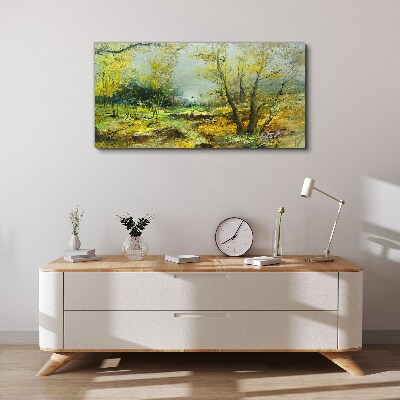 Spring landscape with trees Canvas wall art