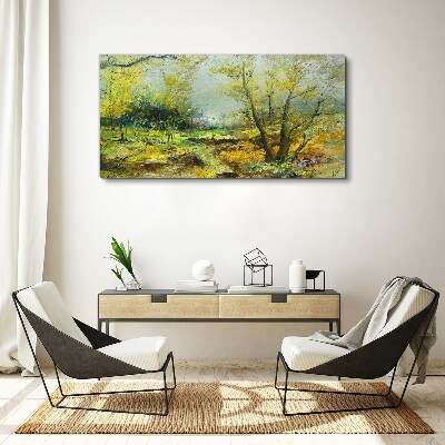 Spring landscape with trees Canvas wall art