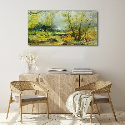 Spring landscape with trees Canvas wall art