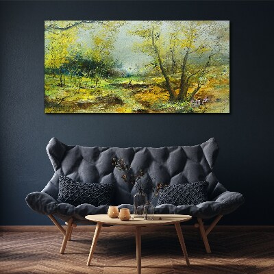 Spring landscape with trees Canvas wall art