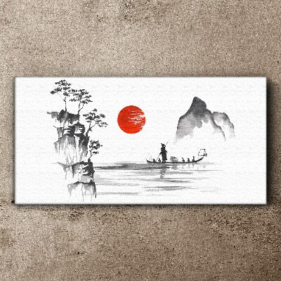 A quiet morning by the river Print on canvas