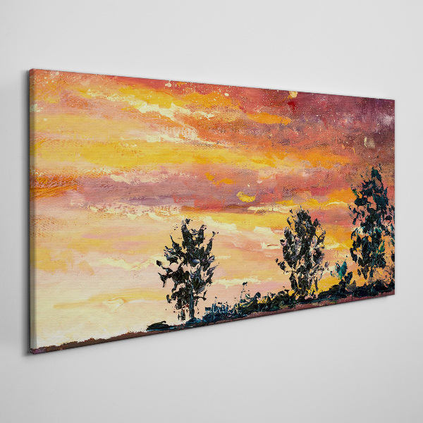 Sunset over the trees Canvas wall art