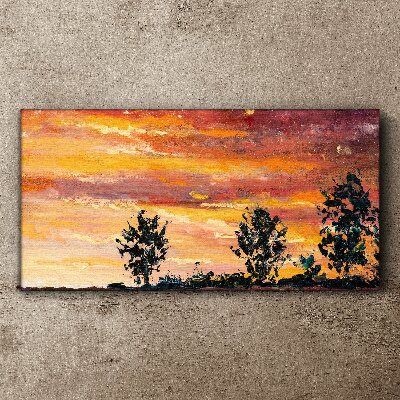 Sunset over the trees Canvas wall art