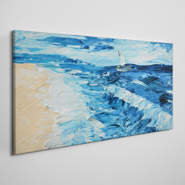 Calm sea with a sailboat Canvas wall art