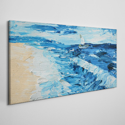 Calm sea with a sailboat Canvas wall art
