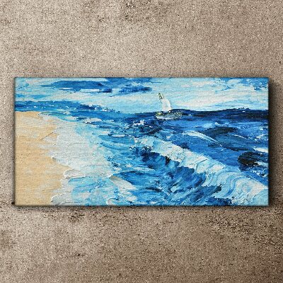 Calm sea with a sailboat Canvas wall art