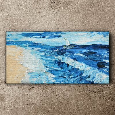 Painting coast sea boat Canvas print