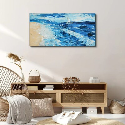 Calm sea with a sailboat Canvas wall art