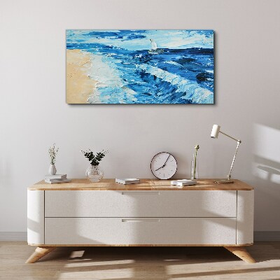 Painting coast sea boat Canvas print