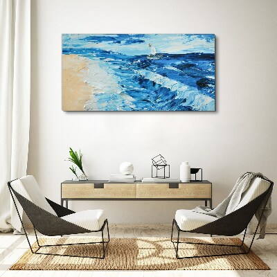 Calm sea with a sailboat Canvas wall art