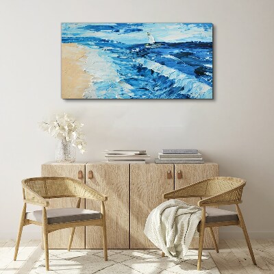 Calm sea with a sailboat Canvas wall art