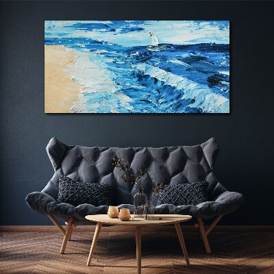 Calm sea with a sailboat Canvas wall art