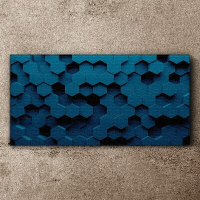 Geometric hexagons in shades of blue Canvas wall art