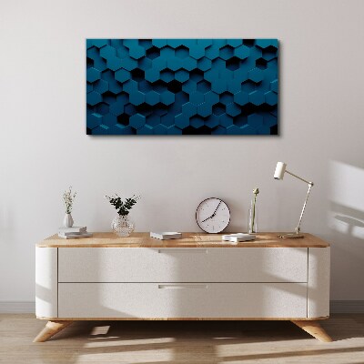 Geometric hexagons in shades of blue Canvas wall art