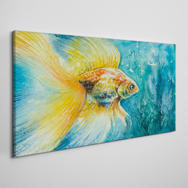 Goldfish in colored water Canvas wall art