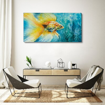 Goldfish in colored water Canvas wall art