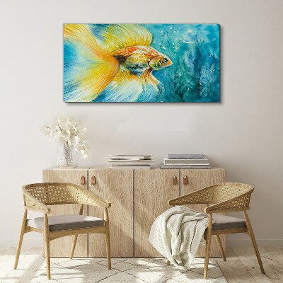 Goldfish in colored water Canvas wall art