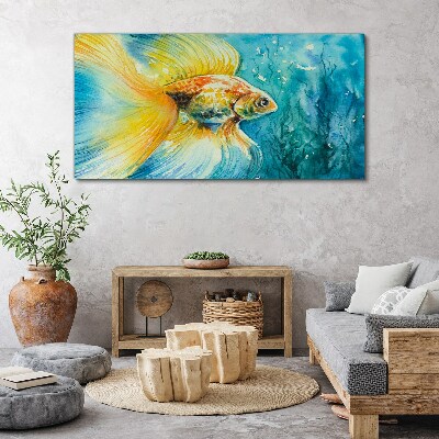 Goldfish in colored water Canvas wall art