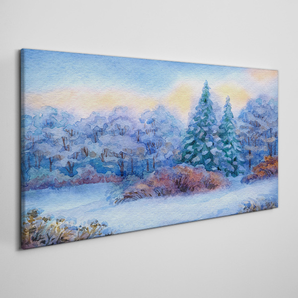 Winter landscape in pastel colors Print on canvas