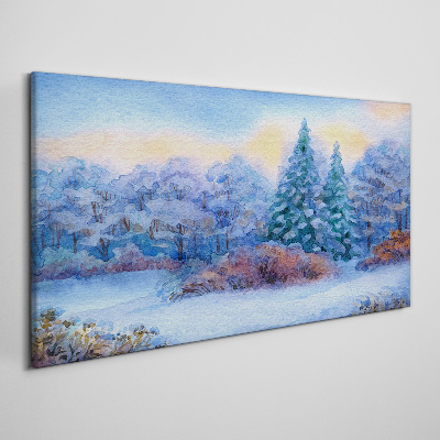 Winter landscape in pastel colors Print on canvas