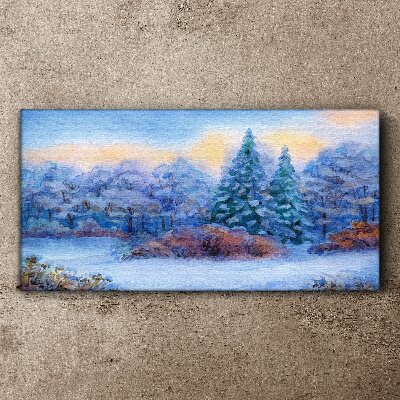 Winter landscape in pastel colors Print on canvas