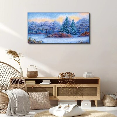 Winter landscape in pastel colors Print on canvas