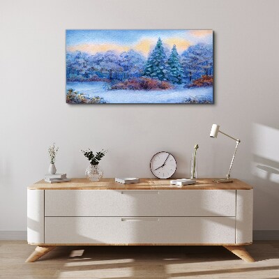 Winter landscape in pastel colors Print on canvas